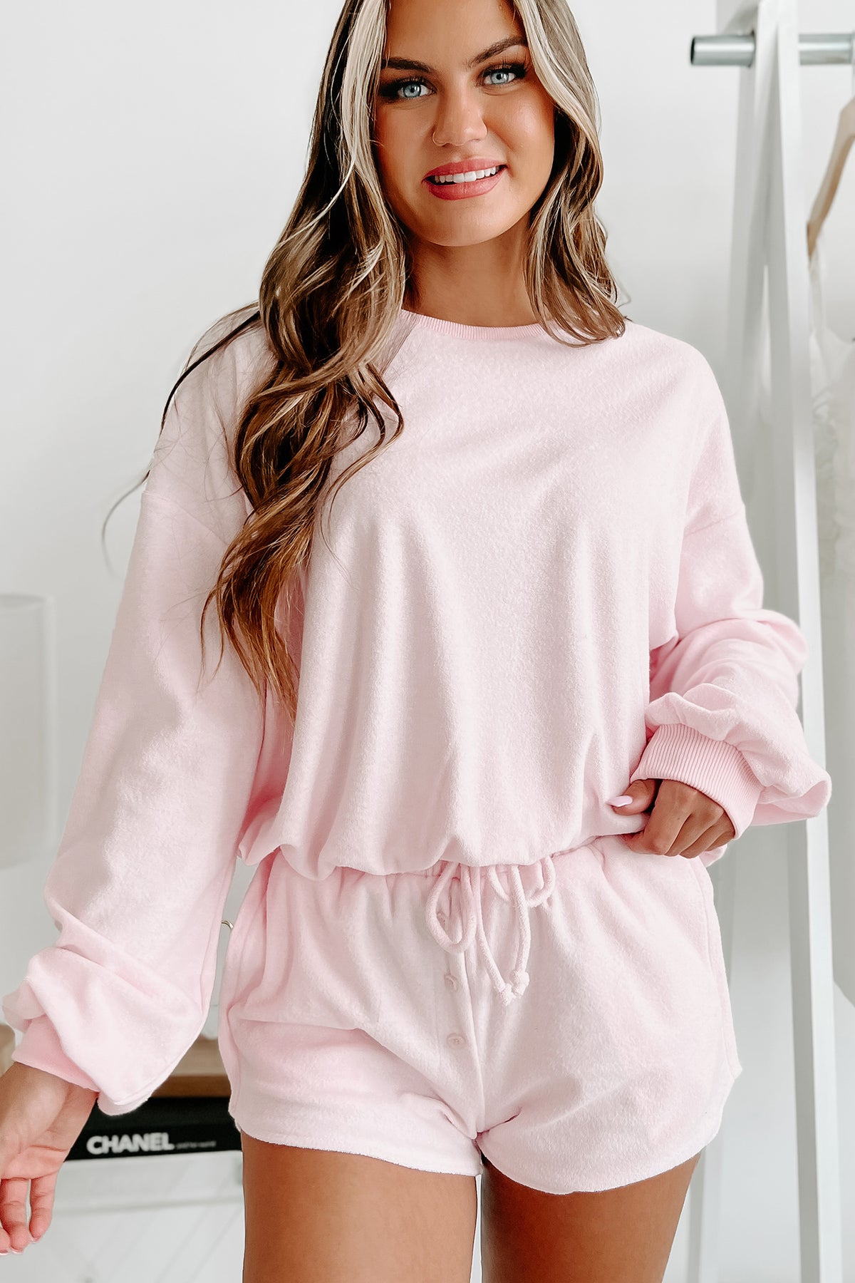 Cozy State Terry Knit Sweatshirt & Shorts Set (Light Pink) Sweet Generis  Get the Look for lower cost