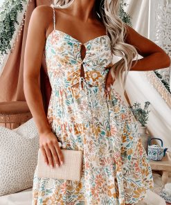 Sharing Sweet Moments Floral Cut-Out Mini Dress (Ivory Multi) Illa Illa  Visit us online! Find the perfect product for you